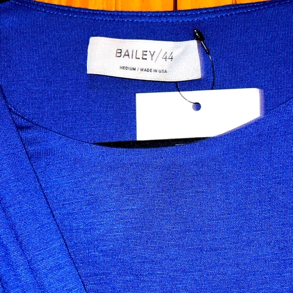 Bailey 44. Royal blue dress with v neck cut and leather inserts, size M - Picture 2 of 6